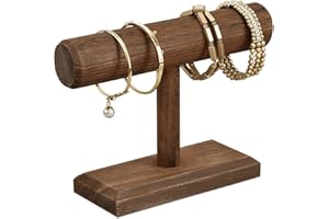 Ikee Design Antique Wooden Display Jewelry Accessory Stand, Bracelet Scrunchie Holder Display for Store, Showcase and Home, Brown Color, 7.9 W x 2.9 D x 5.5 H in