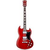 Leo Jaymz 39 Inch Solid Body Electric Guitar - Poplar Wood Body，Maple Neck and Laurel Wood Fretboard (Red)