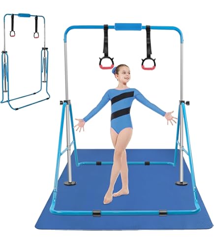 Foldable & Movable Gymnastics Kip Bar,Horizontal Bar For Kids Girls Junior,No Wobble Gym