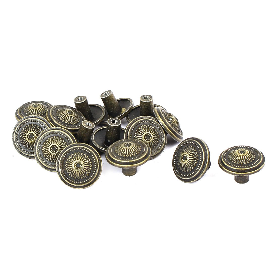 Sourcingmap 25mm Diameter European Printing Retro Style Round Pull Handle Bronze Tone 15pcs