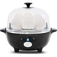 Elite Cuisine EGC-007B Easy Electric Egg Poacher, Omelet & Soft, Medium, Hard-Boiled Egg Cooker with Auto-Shut off and…