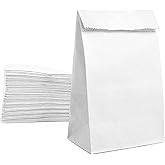 Paper Lunch Bags 50 Count Large White Lunch Bags Kraft White Paper Bags 8LB White Lunch Sacks Strong for Small Business