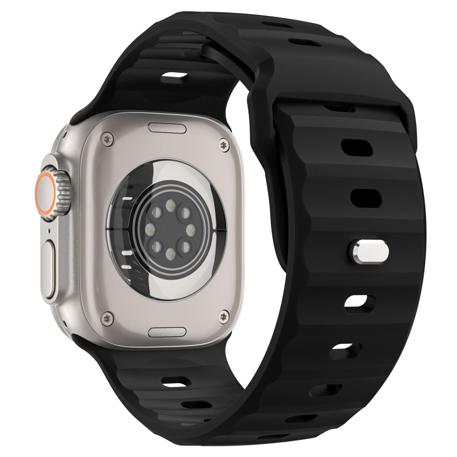 MoKo Ocean Band Compatible with Apple Watch Ultra 3/2/1 49mm,S11/S10 46mm,9/8/7 45mm,SE3/SE2/SE/6/5/4 44mm,3/2/1 42mm,Silicone Replacement Strap Wrist Band for Men Women, Black