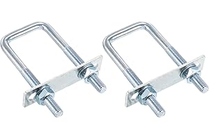 DTGN M10x40x110mm U Bolts Square Kit - 2Set - Carbon Steel U-Bolt Kit with Nuts, Washers, Frame Plate - Good for Pipe, Traile