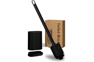 Toilet Bowl Brush with Ventilated Drying Holder, Wall-Mounted Toilet Brush with Flat Flexible Silcone Head – Bathroom Toilet 