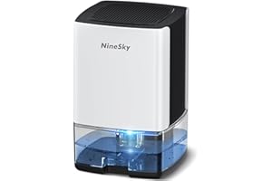 NineSky Dehumidifier for Home, 30oz Water Tank,(300 sq.ft) Dehumidifiers for Bedroom, Bathroom, Basement with 7 Colorful Lights, Auto Shut Off(C1 White)