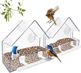 WLLKOO Window Bird Feeder 2 Pack Acrylic with 4 Rods Drain Holes 5.9 x 2.4 x view 1