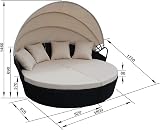 EVRE Bali 3 Piece Round Rattan Daybed Set with Extendable Canopy view 5