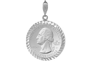SABRINA SILVER Sterling Silver Quarter Dollar Bezel 24 mm Coins Prong Back Diamond Cut 25 Cent Coin NOT Included