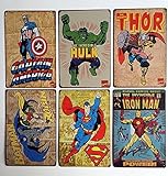 Uniquelover Superhero Hulk, Superman, American Captain, Iron Man, Batman Marvel Comics Distressed Retro Vintage Metal Tin Sign Wall Decor 12
