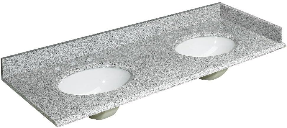 Foremost Hg61228rg Heritage Granite Vanity Top With Two Bowls 61 Rushmore Grey Vanity Sinks Amazon Com