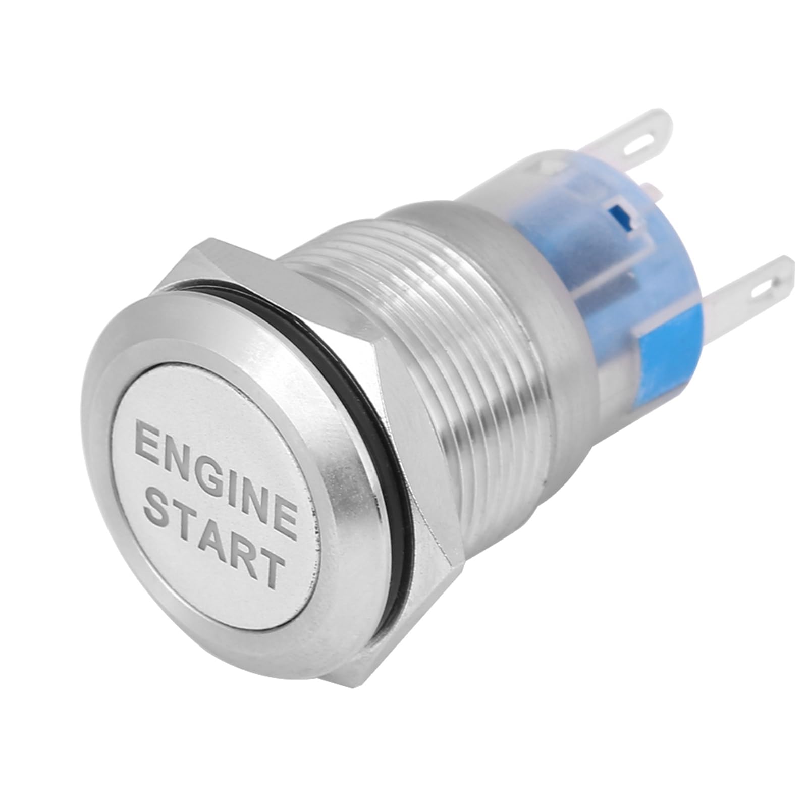 Car Start Switch, Engine Start Button, Waterproof Push Button Ignition Starting 12V 19mm Car Ignition Starter Switch Button(Silver)