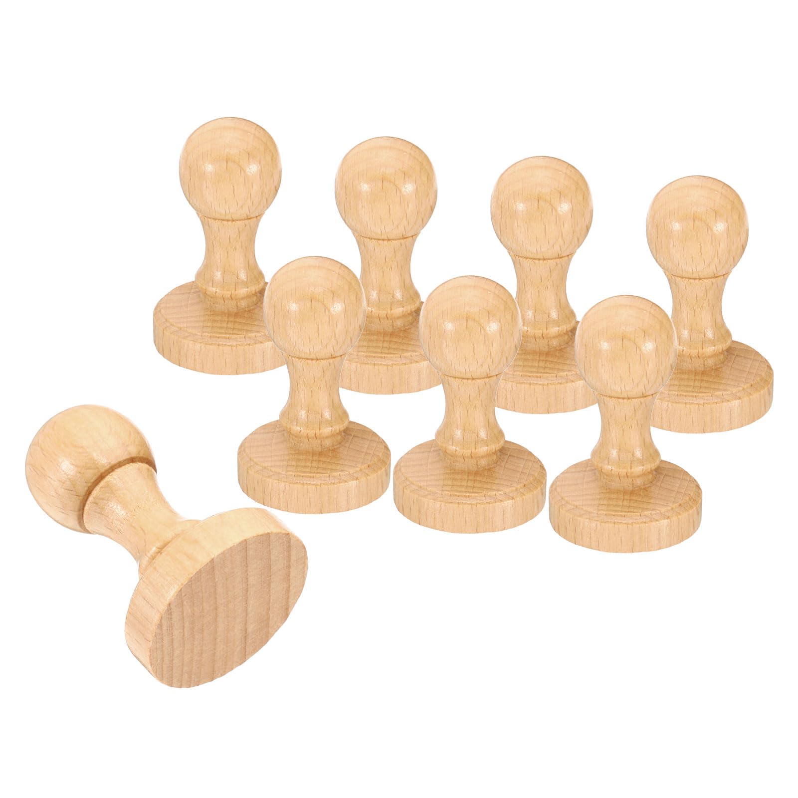 PATIKIL 40mm Stamp Wood Round Handle, 8 Pack Wooden Knobs Stamp Mounts Drawer Pulls for Stamp Making DIY Crafting Scrapbooking, Brown