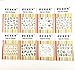 PUEEN 3D Nail Art Sticker Collection Set F2 - 16 Packs in Different Designs (Over 400 Stickers) Black & White Glitter Rhinestones 3D Lace Patterns Flowers Butterflies Hearts Nail Art Decal Decorations Stickers-BH000509