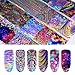CoulorButtons 16 Pcs Bubble Stripe Starry Holographic Gradient Nail Foil Laser Manicure Nail Art Transfer Sticker