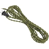 uxcell 12Ft 18/2 Twisted Cloth Covered Lamp Cord, Vintage Fabric Electrical Wire with Plug Stripped Ends Ready for Extension Wiring DIY Repairing, Bronze