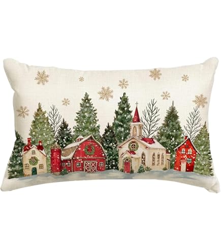 ARGOOFG Fundas De Almohada De Navidad Para Exteriores De 20 X 20 Pulgadas, Decoraciones De Navidad Para Exteriores, Decoración De árbol De Navidad, Fundas De Almohada Blancas De Navidad, Almohadas