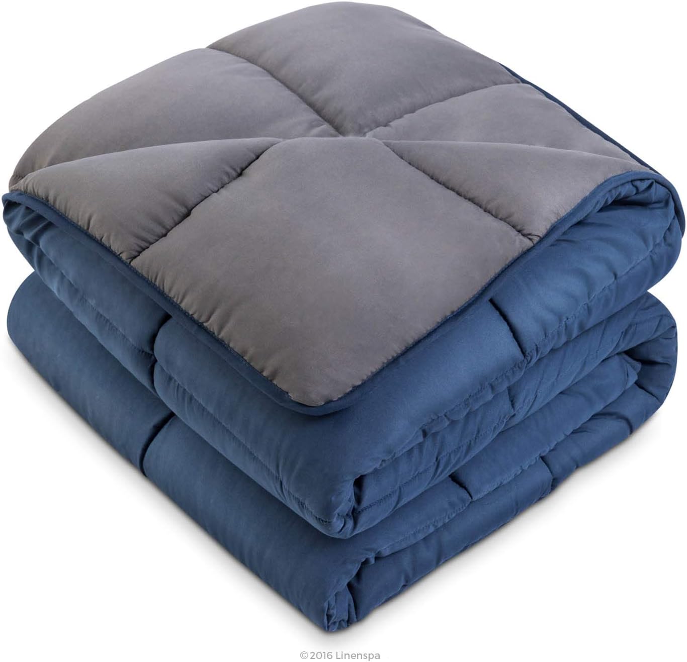 Linenspa All-Season Reversible Down Alternative Quilted Comforter - Hypoallergenic - Plush Microfiber Fill - Machine Washable - Duvet Insert or Stand-Alone Comforter - Navy/Graphite - Queen: Home & Kitchen