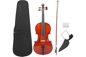 Viola, Wood Viola with Bow Case Rosin Color Stringed Instrument VA‑35 16 Inch Violin