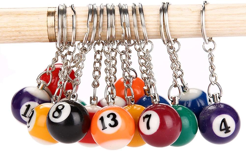 4 Pcs Billiard Ball Keychain 25mm Diameter Ball Keyring Charm Personalized Gift for