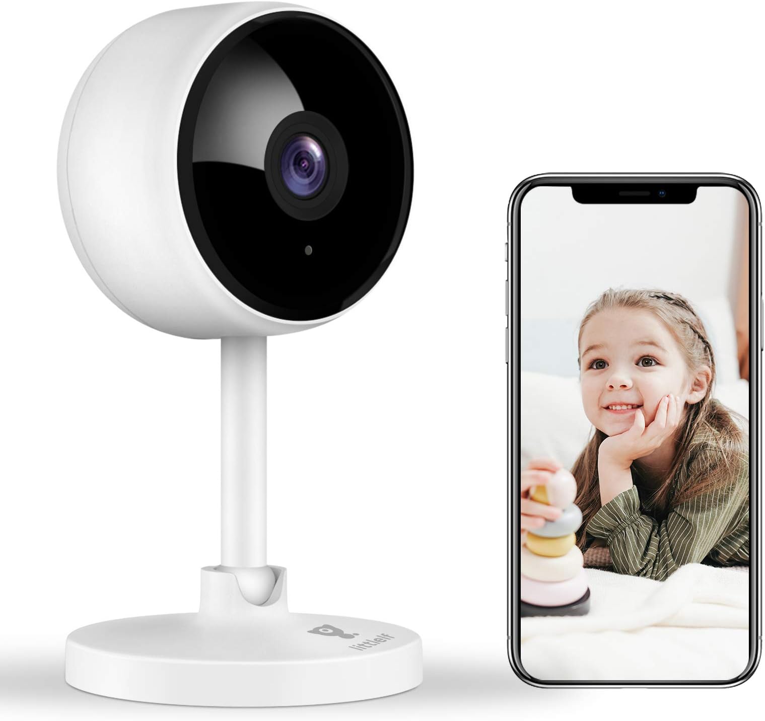Home Security Camera, Littlelf 1080P FHD Indoor WiFi Wireless Camera with 2-Way Audio, Night Vision, Motion Detection for Pet/Elder/Baby Monitor, Cloud Storage and MicroSD Support (Not Included)