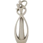 Trycooling Kissing Lovers Statue Abstract Sculpture Resin Statues for Home Decor Modern Home Office Desktop Shelf Bookshelf Decor (Sandstone, Small)