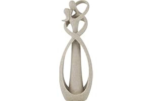 Trycooling Kissing Lovers Statue Abstract Sculpture Resin Statues for Home Decor Modern Home Office Desktop Shelf Bookshelf Decor (Sandstone)