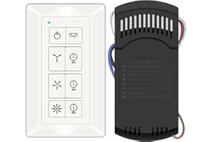 FEKOTS Universal Ceiling Fan Remote Control Kit,Ceiling Fan Wall Control Compatible with Hampton Bay Harbor Breeze Hunter, Light Dimmer & 2-8h Timming, No Required Single Pole and Neutral Wire (White)