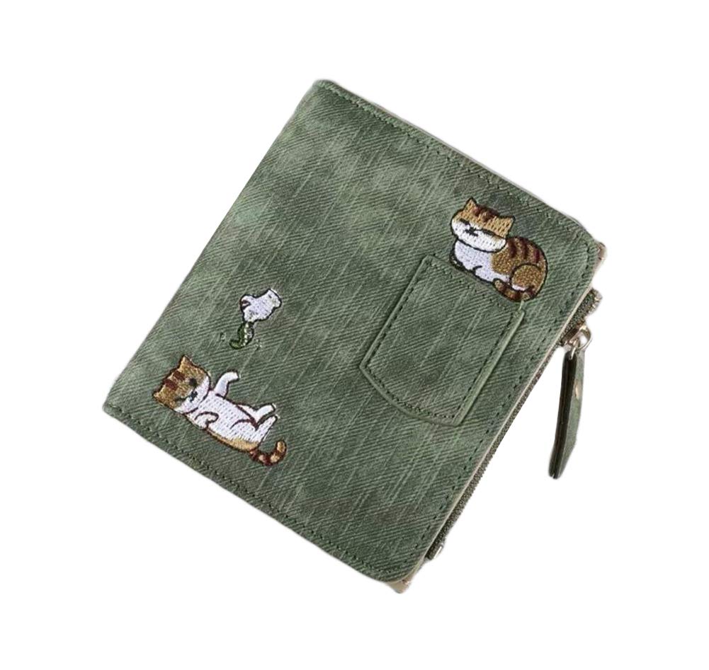 Oyccen Cute Girl's Small Coin Purse Women Wallet with Zipper Pocket Short Credit Card Holders