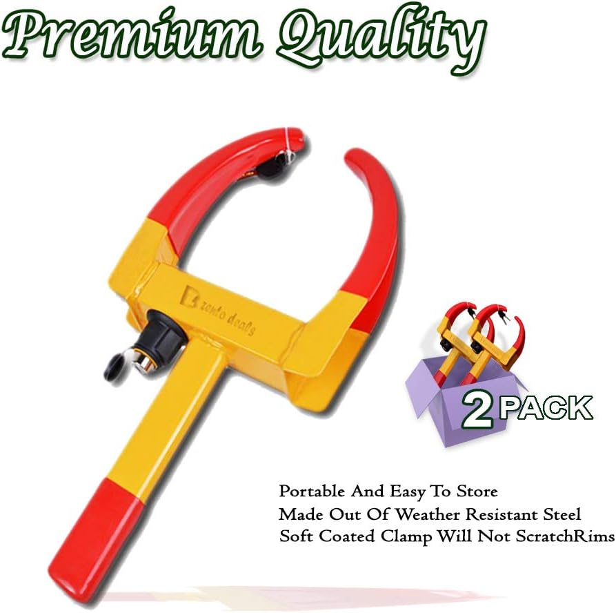 Zento Deals 2 Pack Security Tire Clamp Heavy Duty Anti- Theft Vehicle Wheel Lock: Automotive