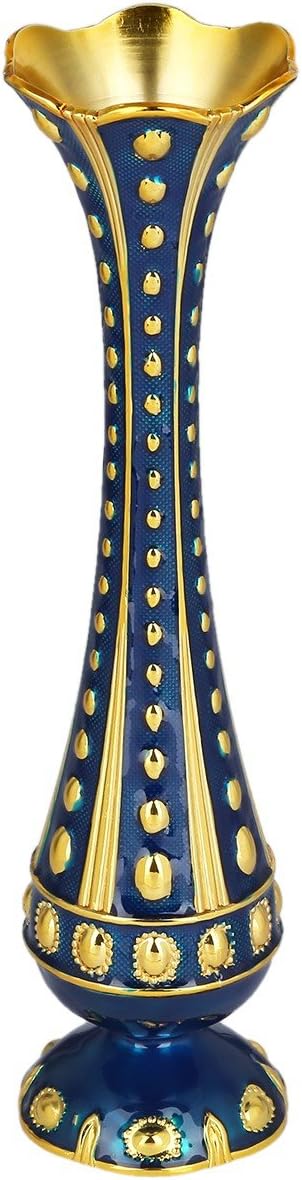 mookaitedecor 8" Single Stem Vase for Flower,Modern Decorative Tall Metal Floral Vase for Home Table Decoration,Deep Blue