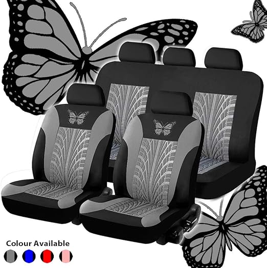 Stylish Butterfly Embroidery Auto Car Seat Cover Full Set Interior