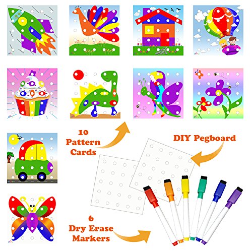 Skoolzy Color Sorting Peg Board Pattern Cards Creative Kit for Pegboard