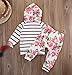 Toddler Baby Girls Floral Hooded T-Shirt Top + Pants Outfits Set Kids Clothes