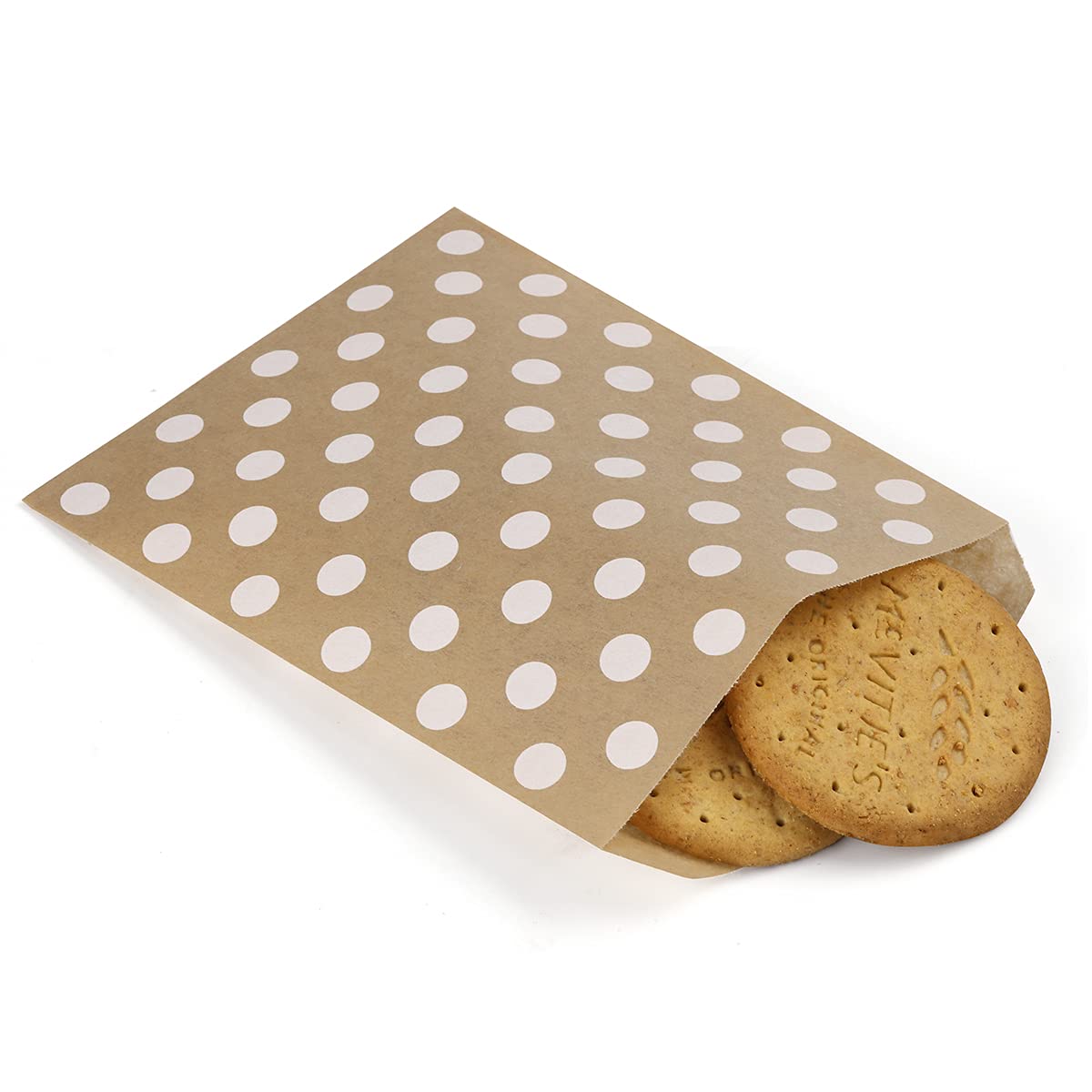 Photo 1 of BagDream 5.5x7.75 Inches Kraft Paper Bags Pack of 100 Flat Paper Greaseproof Envelopes for Snack, Cookie, Popcorn Bags Brown Dot