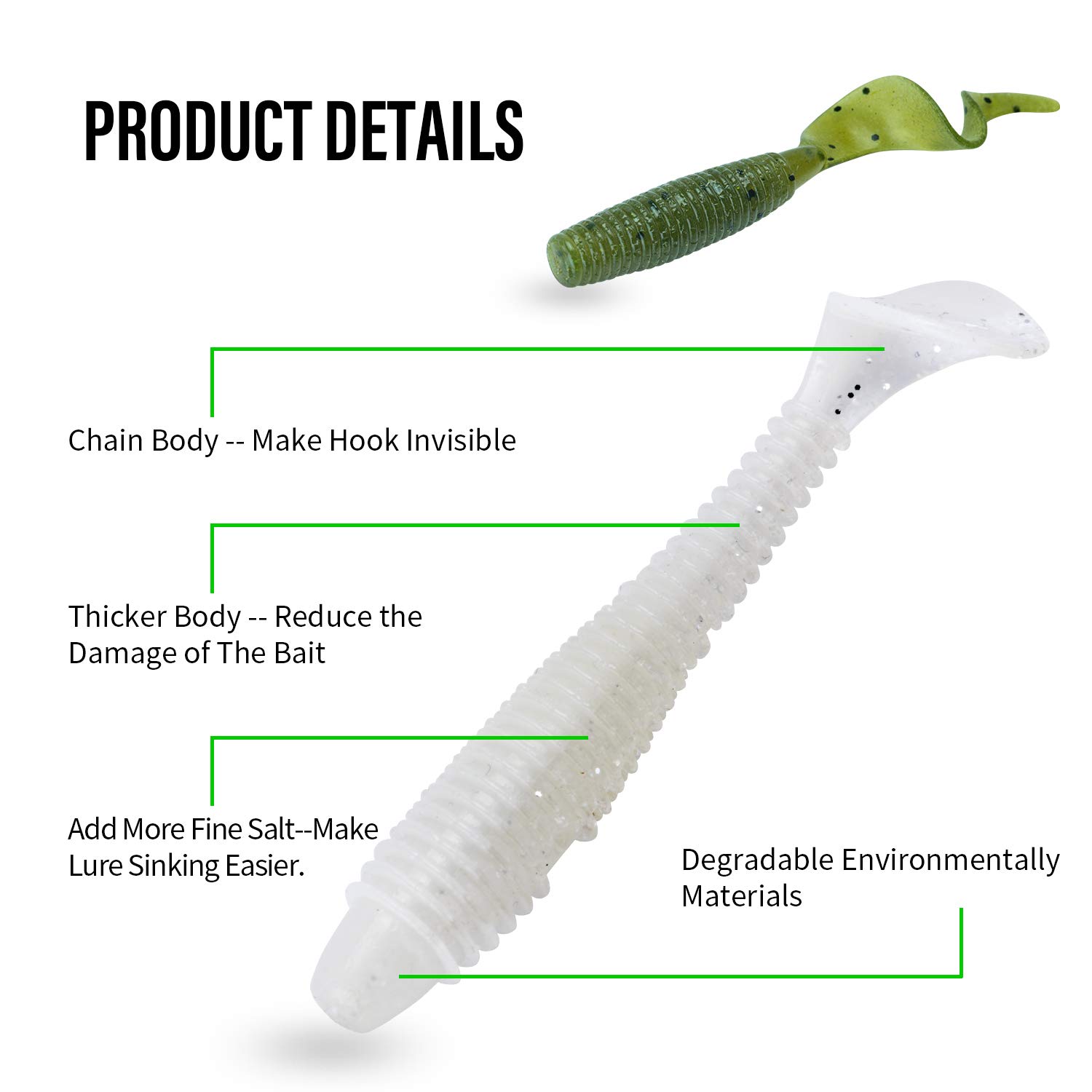 Goture Fishing Lures Kit with Lead Head Jigs Soft Worm Baits Tackle Set with Fishing Hooks for Saltwater Freshwater