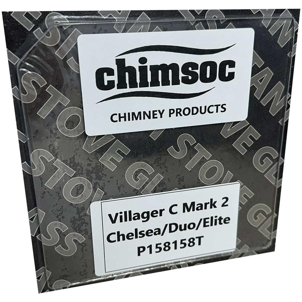 Chimsoc Replacement Stove Glass - Villager C Mark 2 / Chelsea/Duo/Elite (158mm x 158mm Cut Corner)
