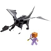 Mattel Minecraft Toys, Large Ultimate Ender Dragon Action Figure | Dragon Toy with 3.25-inch Steve &amp; 4 Accessories, Set Features Lights, Sounds, Mist &amp; Color Change