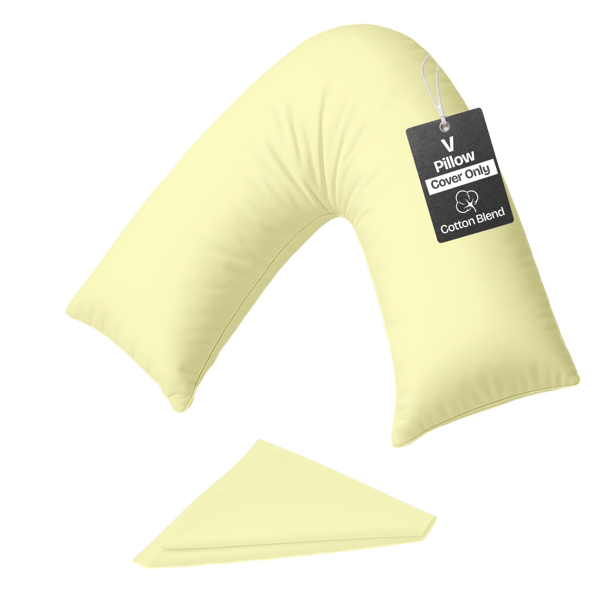 Rohi Lemon V Shaped Pillowcase – Soft & Breathable V Pillow Cover – Hypoallergenic Triangle Pillow Case – Envelope Closure – Back Support Orthopaedic Nursing V Pillowcase Covers Only (Lemon)