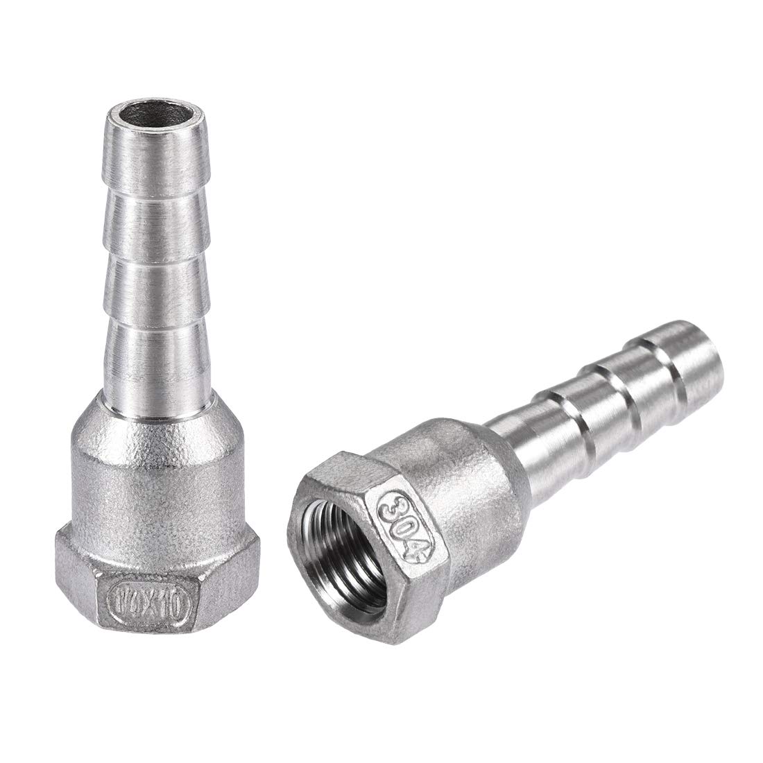 sourcing map 304 Stainless Steel Hose Barb Fitting Coupler, 10mm Barb x G1/4 Female Thread Pipe Adapter