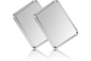 Stainless Steel Baking Sheet Set of 2, Deedro Cookie Sheet Metal Baking Pan Oven Tray, Non Toxic & Heavy Duty, Rust Free & Mirror Finish, Easy Clean & Dishwasher Safe, 16 x 12 x 1 Inch