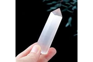 Runyangshi Natural Selenite Tower 2.76"-3.15" Crystal Healing Stone High Energy Selenita Ornaments Spiritual Healing Cleansing Protection Reiki Meditation Home Decor Gift
