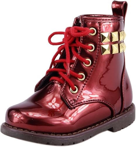red metallic booties