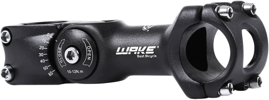 Wake MTB Stem 31.8 90mm 110mm 0-60 Degree Adjustable Bike Stem Mountain Bike Stem Short Handlebar Stem for Bicycle, Road Bike, MTB, BMX, Cycling (Aluminum Alloy, Lightweight, Black)