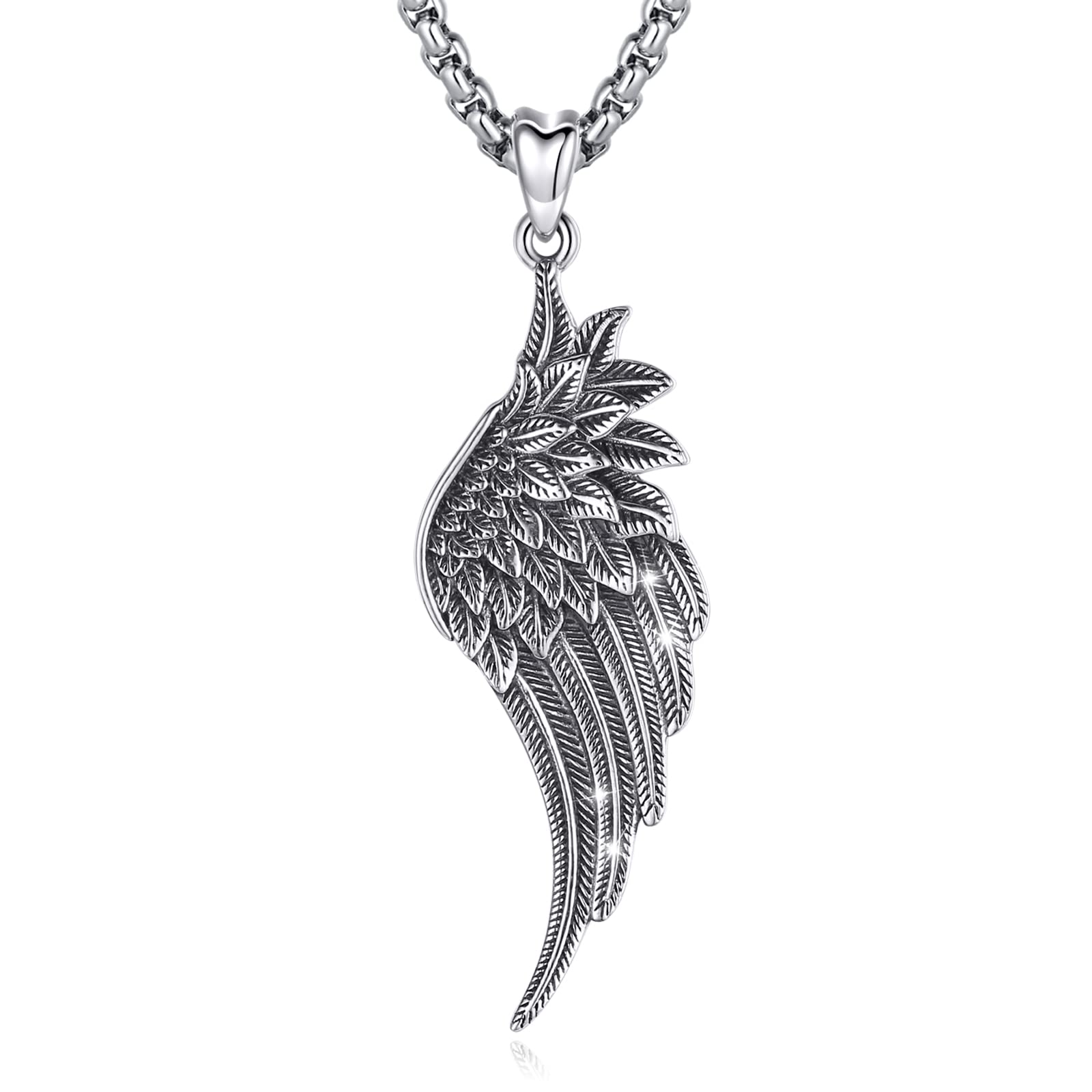 Eusense Angel Wing Necklace, Angel Wings Pendant 925 Sterling Silver, Vintage Jewellery for Women