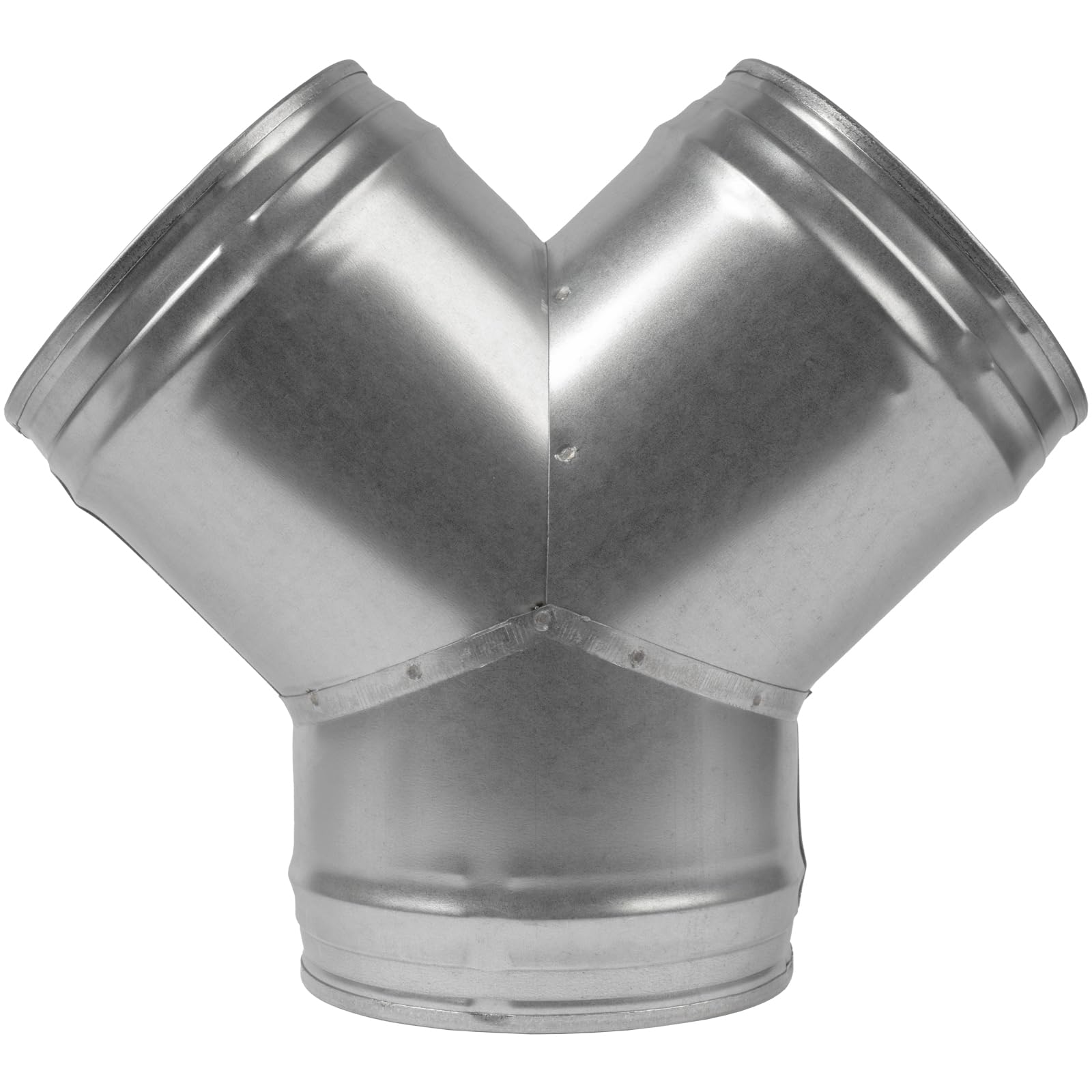 6 to 6 Inch / 150 to 150 mm Y Shape Duct Splitter for Exhaust Fan, Dryer - Galvanized Steel Vent Ducting - 3 Way Duct Hose Connector, Y Shape, Y Joint Metal