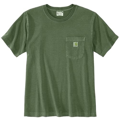 Carhartt Men's Relaxed Fit Lightweight Short-Sleeve Garment Dyed Pocket T-Shirt, Oak Leaf, Large Tall