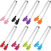 SHINDEL Mini Tongs, 8 PCS Silicone Hand Shape Food Tongs, 5 Inch | Colourful Small Tongs for Toolfor Candy, Snacks, Chips, Cookies, Appetizers, Fruit, Ice Cubes, Party, Buffet &amp; Dessert Table