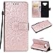 Samsung Note 9 Case,Galaxy Note 9 Wallet Case,Galaxy Note 9 Flip Case PU Leather Emboss Mandala SUN Flower Folio Magnetic Kickstand Cover with Card Slots for Samsung Galaxy Note 9 Rose Gold