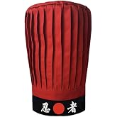 SUNRISE Hibachi Chef Tall Hat in Red with Headband (Black Ninja)